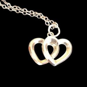 Sterling Silver Double Heart Necklace – Romantic Gift